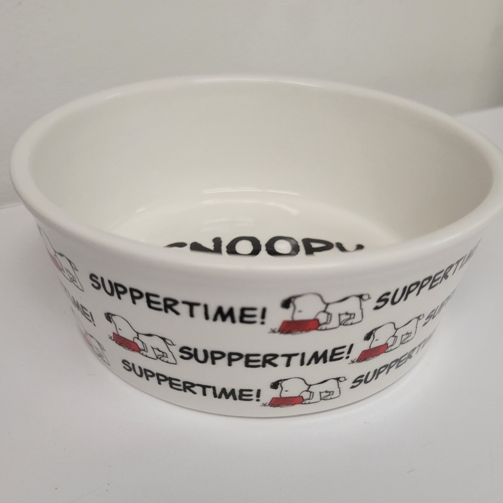 Peanuts Snoopy "Suppertime" Pet Dish/Water Bowl Ceramic